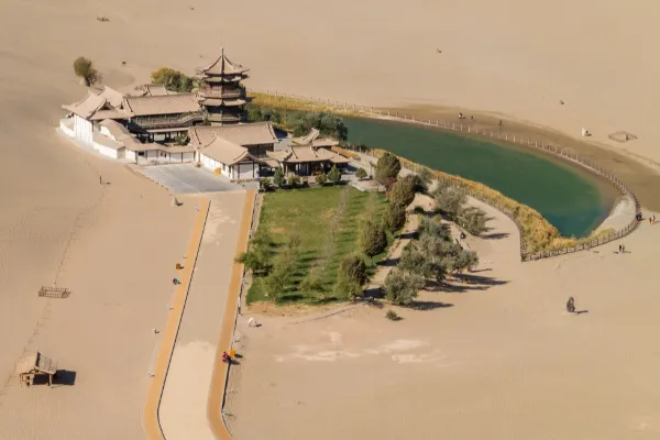 Mingshashan Yueyaquan Scenic Area in Dunhuang - Gansu Tourist Attraction