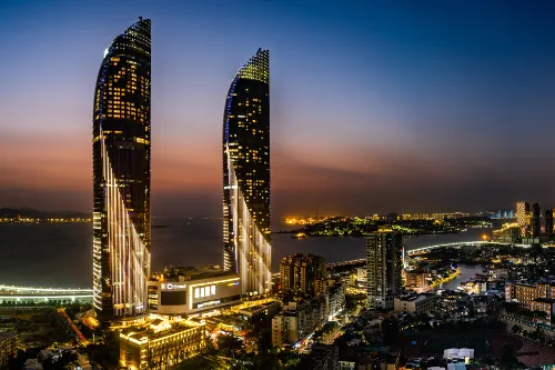 Twin Towers Night Light Show