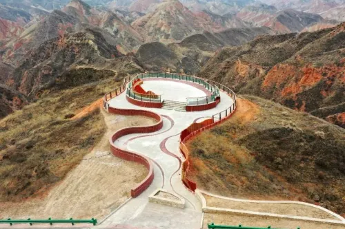Beautiful Red Cliffs Against Sky Viewing Platform