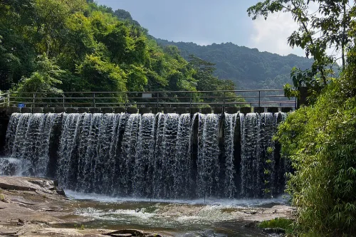 Convergent‑Dragon Pool Waterfall